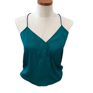 Banana Republic silky draped front halter top Emerald Green XS
